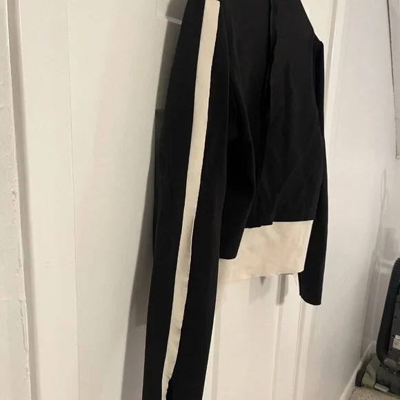Planet By Lauren Color Block Open Front Jacket Black Cream Made in USA M/L (2) - Picture 7 of 16